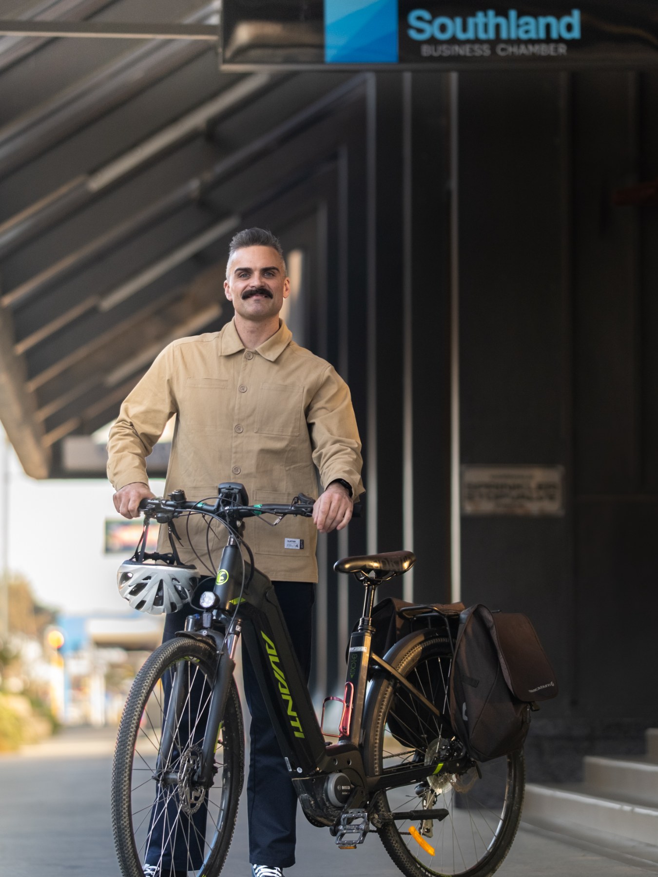 Adam Reinsfield rides an e-bike, on loan thanks to a collaboration between Invercargill City Council and Active Southland